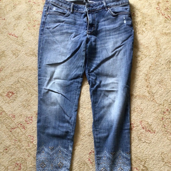 WHBM Embellished Hem The Skinny Crop Jeans sz 10 EUC - Picture 9 of 9